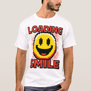 Camiseta Carregando Smile – Rosto Sorridente Retro Pixel Ar