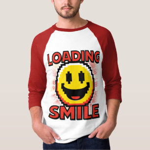 Camiseta Carregando Smile – Rosto Sorridente Retro Pixel Ar