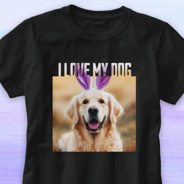 Camiseta Carregar Foto Personalizada Pet I Love My Dog (Upload Custom Pet Photo I Love My Dog T-Shirt)