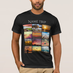 Camiseta Carregue sua foto e seu nome de viagem