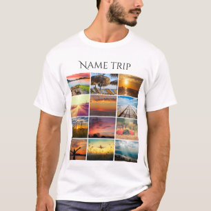 Camiseta Carregue sua foto e seu nome de viagem