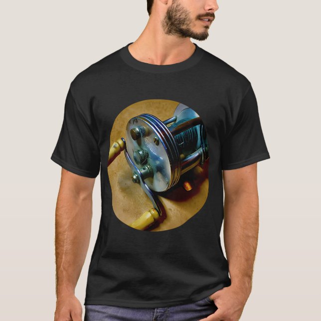 Camiseta Carretel de pesca antigo (Frente)