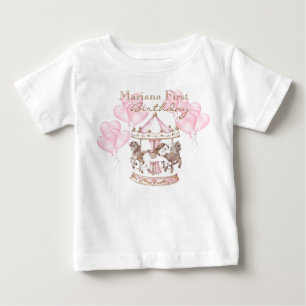 Camiseta Carrinho de Balões Unicórnio 1s Festa de Aniversár