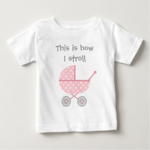 Camiseta Carrinho de Bebê Engraçado para Menina Recém-Nasci