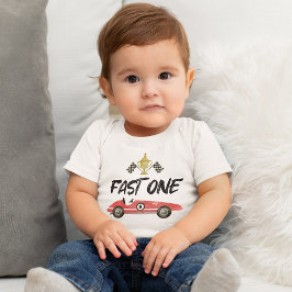 Camiseta Carrinho de Corrida para Aniversário de 1 Ano