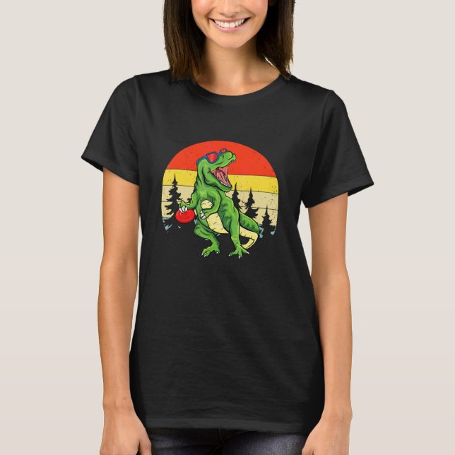 Camiseta Carrinho de Disco de Golfe Dinosaur Rex Frisbee Cr (Frente)