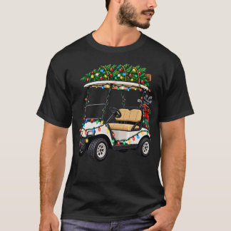 Camiseta Carrinho de Golfe de Natal Luzes de Natal Golfe de