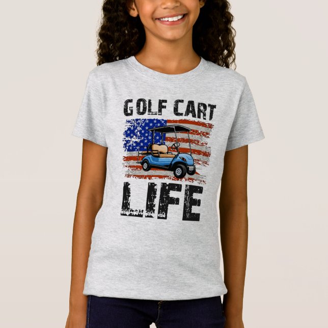 Camiseta Carrinho De Golfe Engraçado De Golfe Com Bandeira  (Frente)