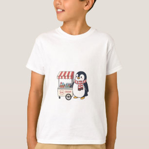 Camiseta Carrinho de Sorvete do Pinguim Fofo para Crianças