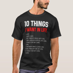Camiseta Carro 10 Coisas Que Quero Na Minha Vida Mais Carro