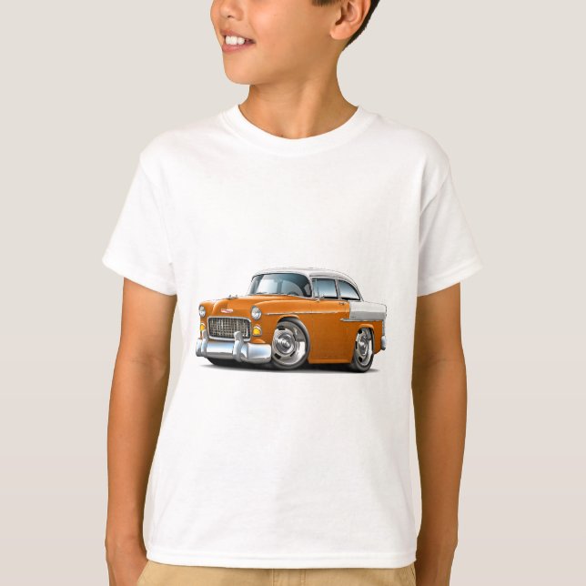 Camiseta Carro 1955 Alaranjado-Branco de Chevy Belair (Frente)
