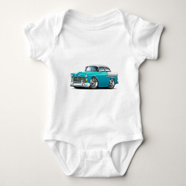 Camiseta Carro 1955 Turquesa-Branco de Chevy Belair (Frente)