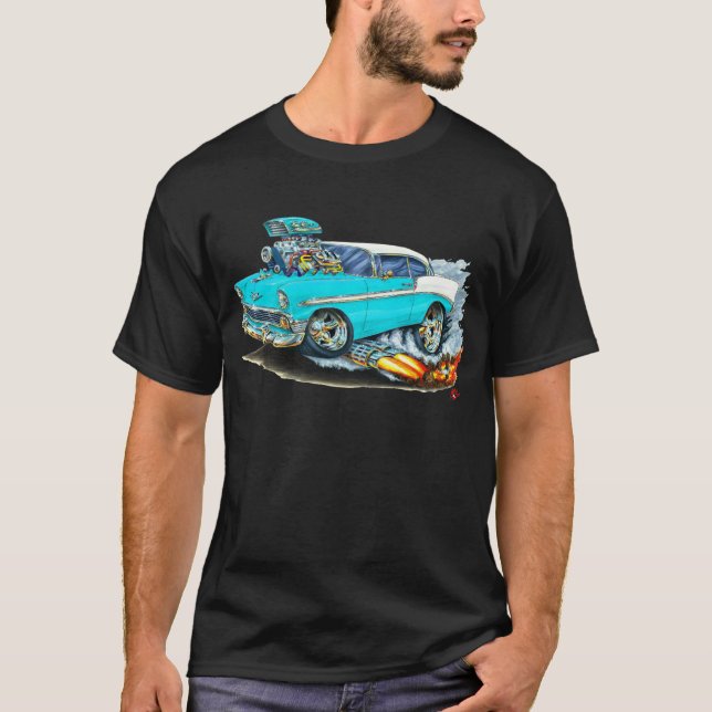 Camiseta Carro 1956 de turquesa de Chevy 150-210 (Frente)