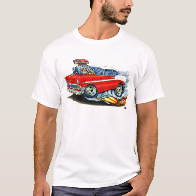 Camiseta Carro 1956 vermelho de Chevy 150-210 (Frente)