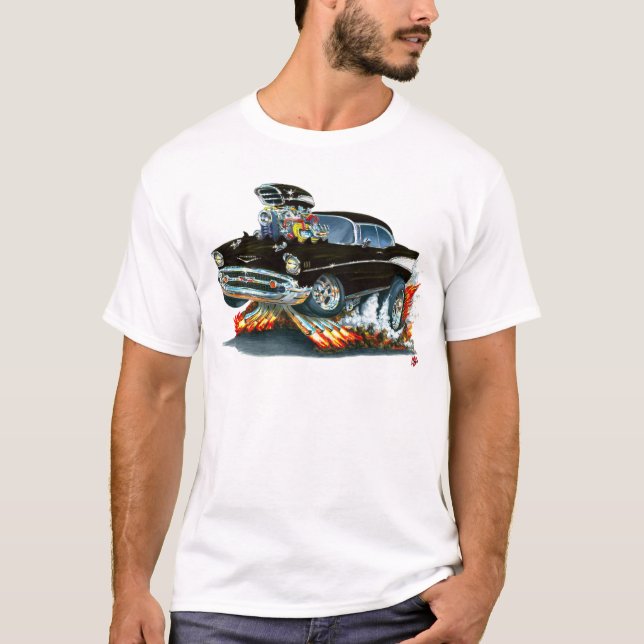 Camiseta Carro 1957 preto de Chevy Belair (Frente)
