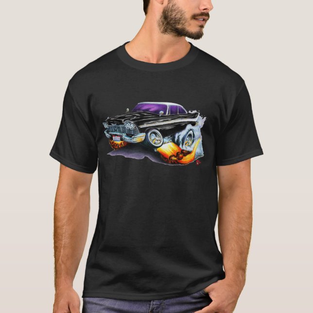Camiseta Carro 1958 do preto da fúria de Plymouth (Frente)