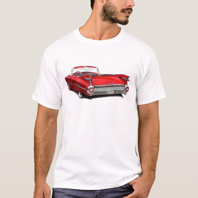 Camiseta Carro 1959 do vermelho do cadillac (Frente)