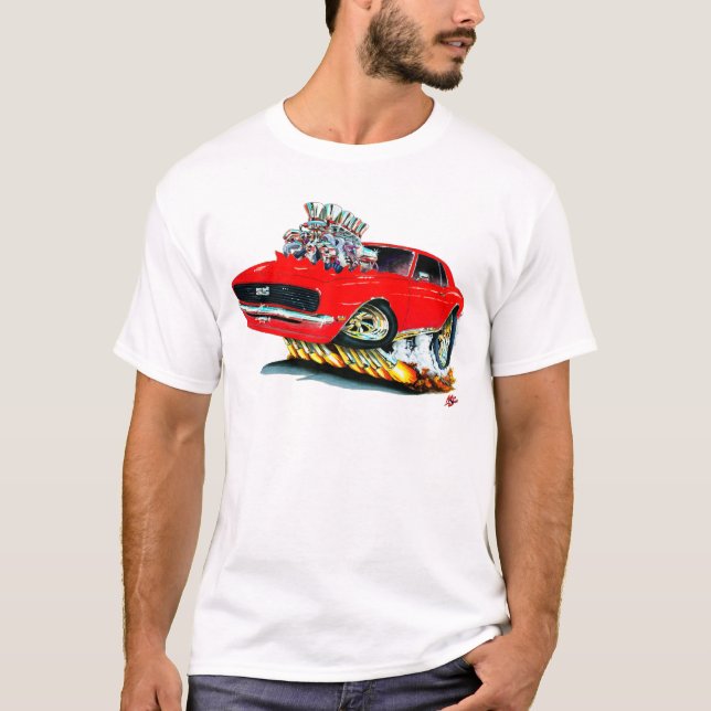 Camiseta Carro 1968 do vermelho de Camaro (Frente)