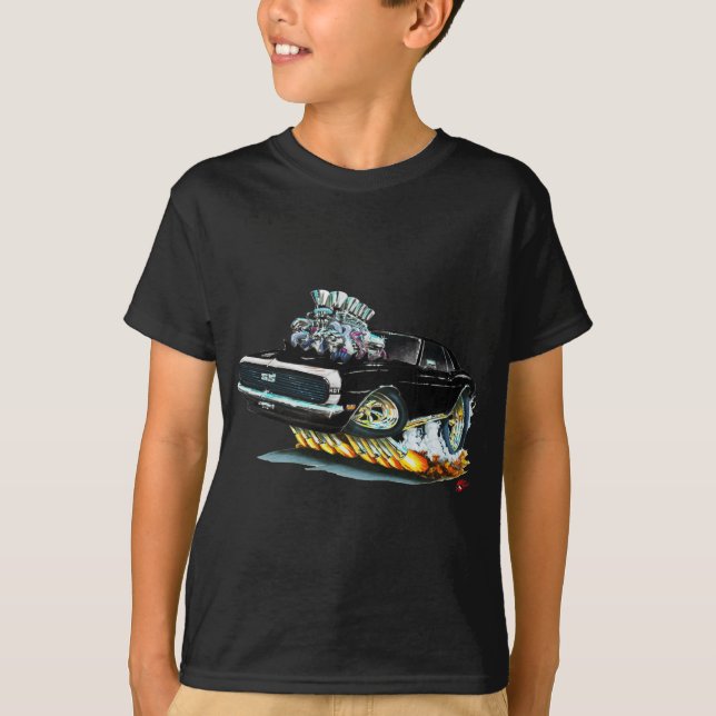 Camiseta Carro 1968 Preto-Branco de Camaro (Frente)
