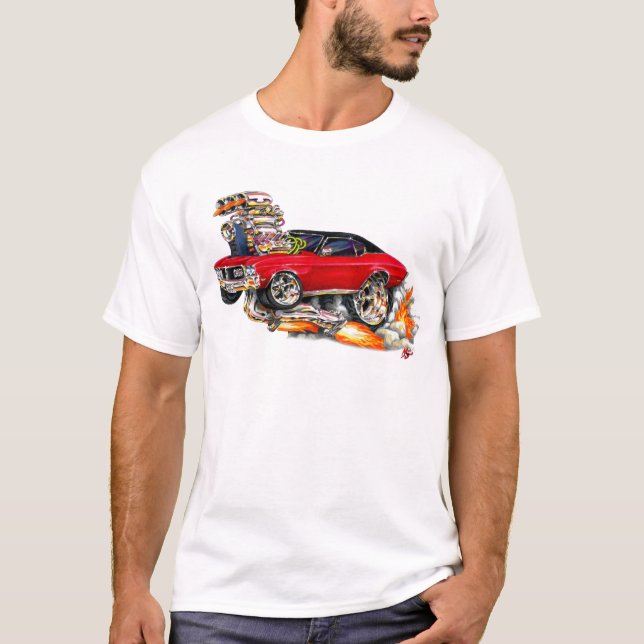 Camiseta Carro 1970-72 do vermelho de Buick GS (Frente)