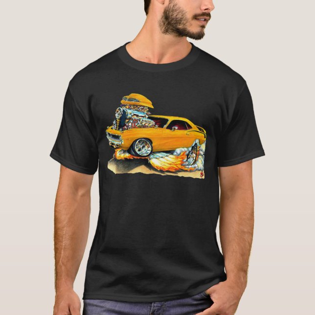 Camiseta Carro 1970 da laranja de Plymouth Cuda (Frente)