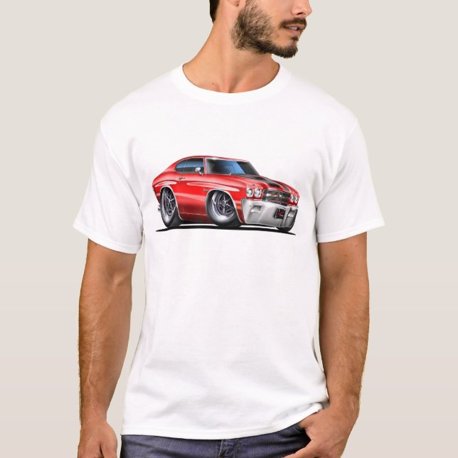 Camiseta Carro 1970 Vermelho-Preto de Chevelle (Frente)