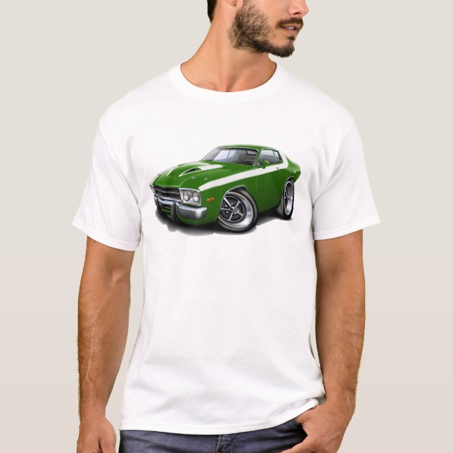 Camiseta Carro 1973-74 Verde-Branco do Roadrunner (Frente)