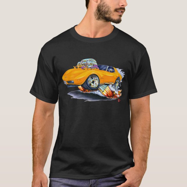 Camiseta Carro 1973-76 da laranja de Corveta (Frente)