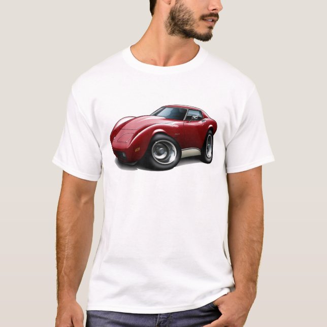 Camiseta Carro 1973-76 marrom de Corveta (Frente)