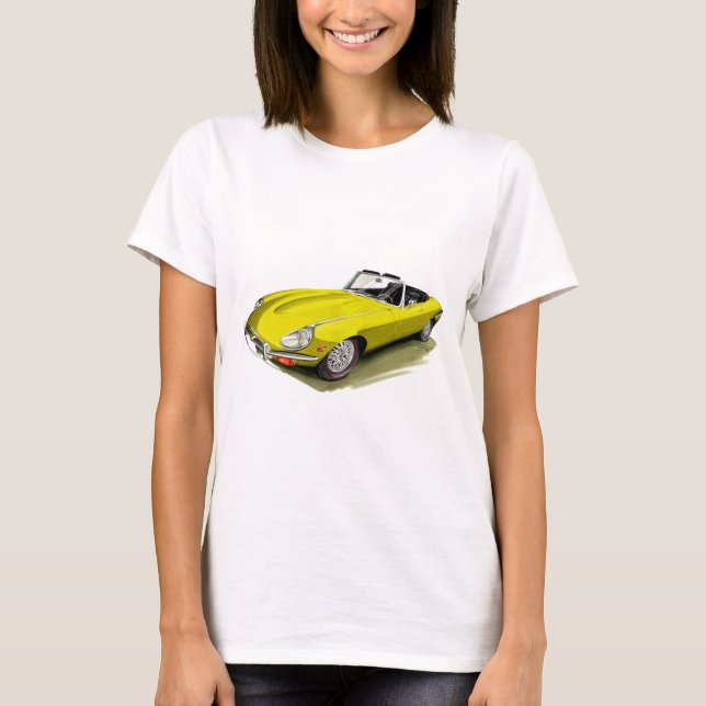 Camiseta Carro amarelo de Jaguar XKE (Frente)
