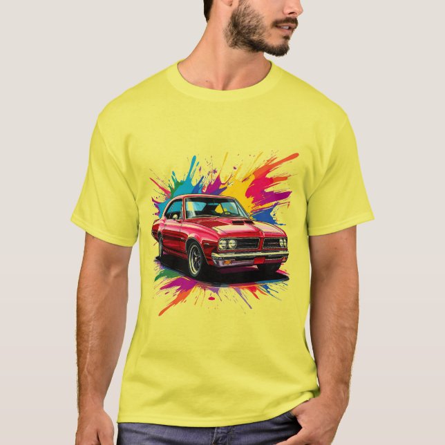Camiseta Carro Antigo com Borrifos de Tinta Colorida (Frente)