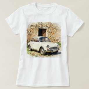 Camiseta Carro Antigo em Frente a Edifício de Pedra