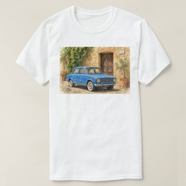 Camiseta Carro Antigo em Rua Rústica (Frente do Design)
