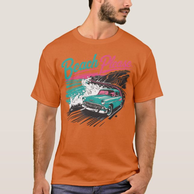 Camiseta Carro Antigo Passeando Ao Longo Da Costa presente  (Frente)