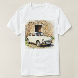 Camiseta Carro Antigo por Edifício de Pedra