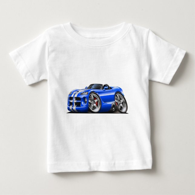 Camiseta Carro Azul-Branco do Roadster da víbora de Dodge (Frente)