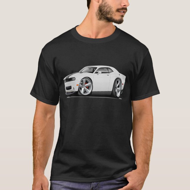 Camiseta Carro Branco-Preto do desafiador SRT8 (Frente)