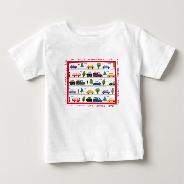 Camiseta Carro, Caminhão, Ambulância, Taxi Baby Toddler T-S (Frente)