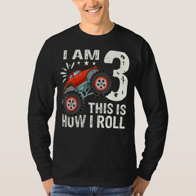 Camiseta Carro-Caminhão Monstro Para Rapazes aniversário de (Frente)