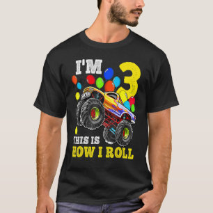 Camiseta Carro-caminhoneiro monstro de aniversário de 3 ano