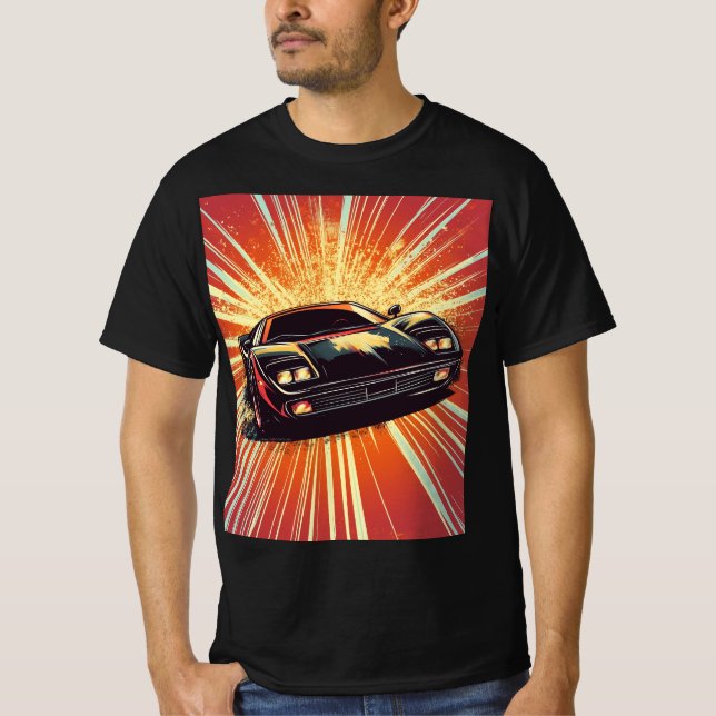 Camiseta Carro-Cara-Raça-Teia Laranja-Vibrante (Frente)
