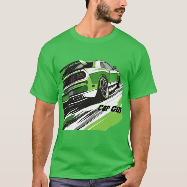 Camiseta Carro Cara Turbo Raça Esportiva Verde Brilhante Ca (Frente)