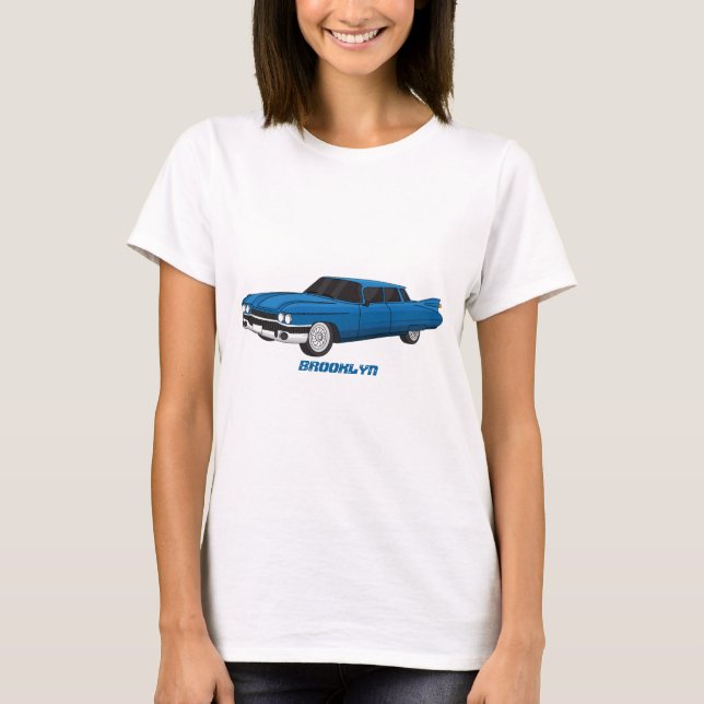 Camiseta Carro clássico azul legal 1959 (Frente)