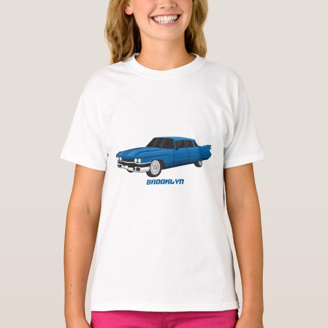 Camiseta Carro clássico azul legal de 1959 (Frente)
