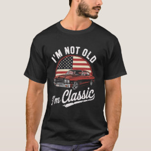 Camiseta Carro Clássico Bandeira Americana Não Antigo Carro