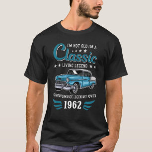 Camiseta Carro Clássico De Aniversário Vintage 1962 Para Na