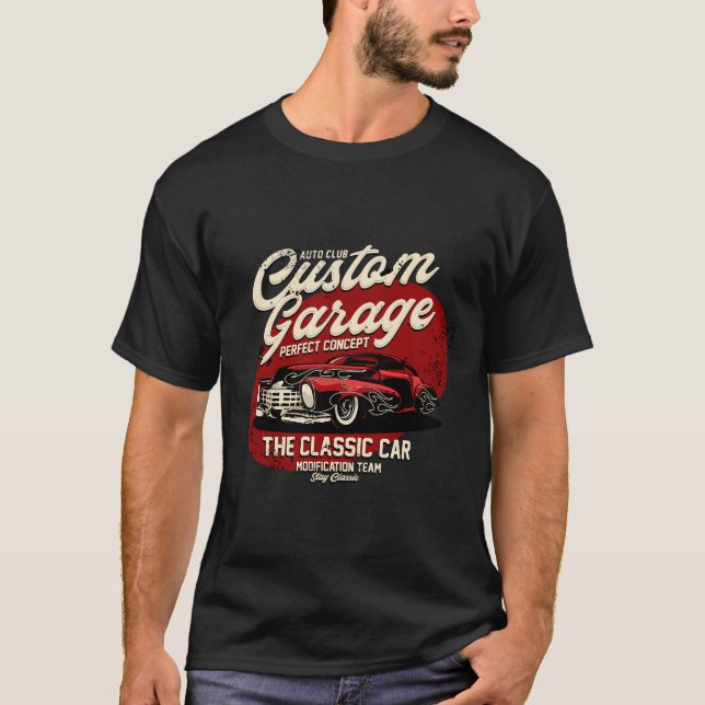 Camiseta Carro Clássico de Garagem Personalizada (Frente)