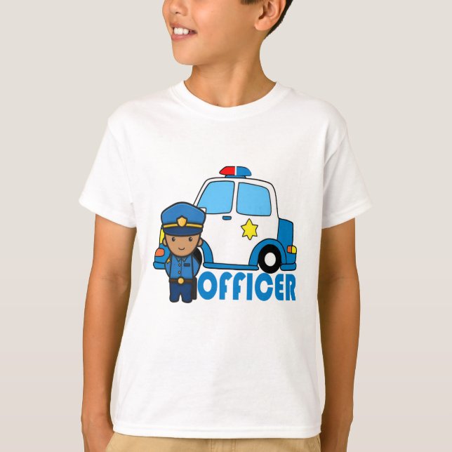 Camiseta Carro Clássico de Polícia com Siren para Crianças (Frente)