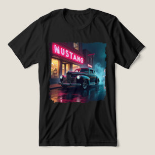 Camiseta Carro Clássico dos Anos 1940 sob Luzes de Neon