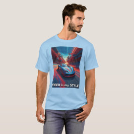 Camiseta Carro com efeitos vermelhos e azuis